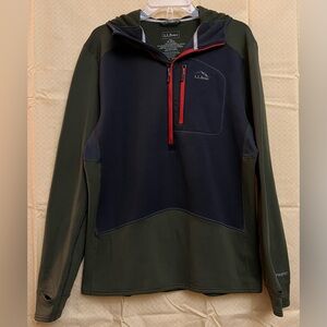 L.L. Bean Mens Lightweight Performance Polartec Fleece Quarter Zip Hoodie Size M